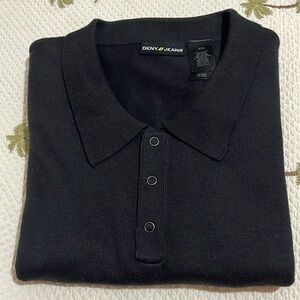 DKNY Black Polo Shirt Men Size XXL